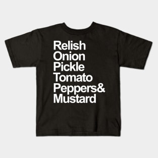 Chicago Meat Lovers Hotdog ingredients Kids T-Shirt